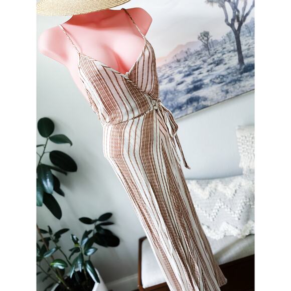 Heart Held in the Breeze textured gauzy wrap maxi coverup dress L - Picture 7 of 8